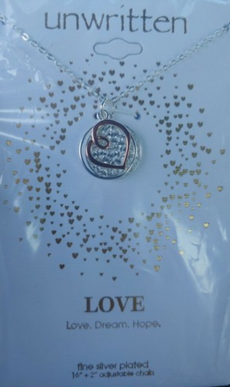 Unwritten Love Charm Necklace silver plate